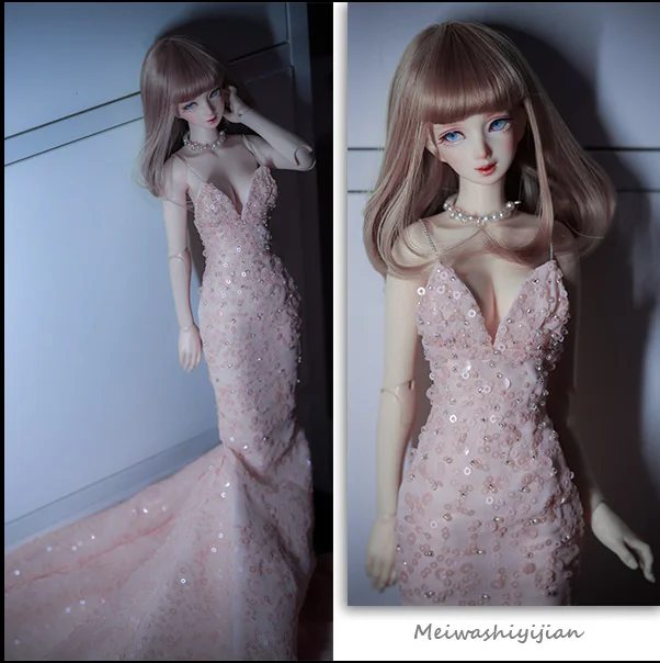 T02-X506-3 Blyth st Doll clothes 1/3 1/4 bjd 1/6 dolls Accessories custom made Pink sequin Camisole dress 1pcs | Игрушки и хобби