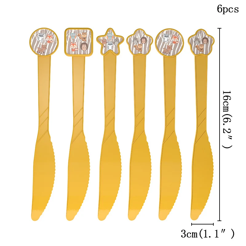 Подарочная бутиковая посуда для животных, 7 дюймов, тарелки, шт. И 10 pas, салфетки для детского душа, день рождения, вечерние - Цвет: knife 6pcs
