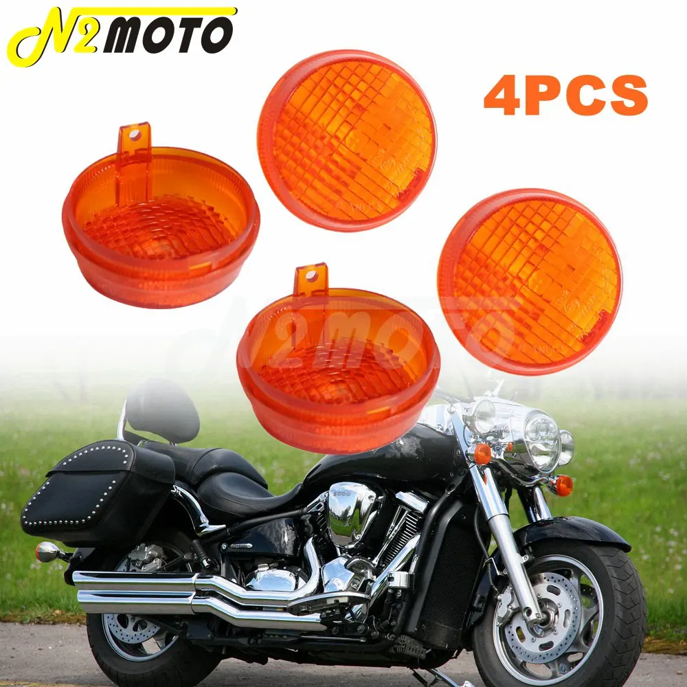 

4pcs Universal 2.75" Indicator Lense Cover For Honda Cruisers Kawasaki VTX VN Vulcan 1300 1600 1800 Classic Turn Signal Lens