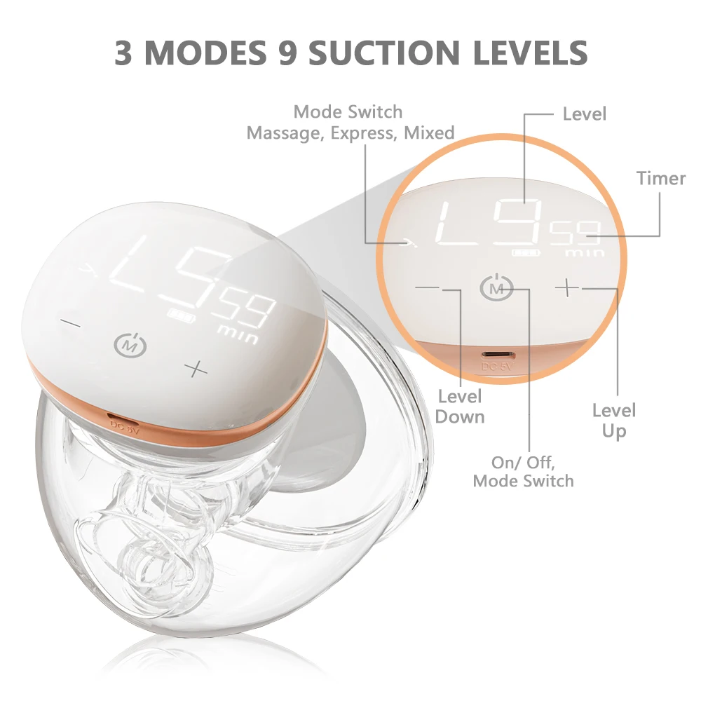 YOUHA Breast Pump Wearable Hands Free Electric Breast Pumps Milk Extractor BPA-free Babies Accessories Newborn Baby Bottles 4