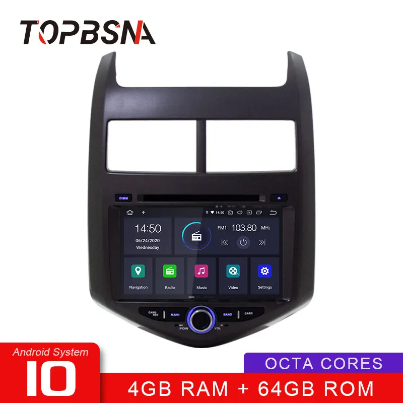 TOPBSNA Android 10 Car DVD Player GPS For CHEVROLET AVEO/Sonic 2011-2013 WIFI Multimedia Stereo 1 Din Radio Headunit RDS | Автомобили и