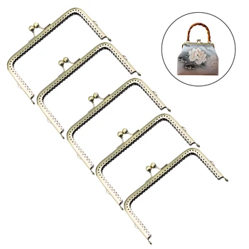 

HaoFa 15cm 5pcs Smooth Square Metal Purse Frame Antique Bronze Kiss Clasp Bag Frame DIY Purse Making Purse Frame Hardware