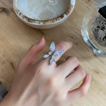 

Amaiyllis 925 sterling silver Minimalist CZ Zirconium Butterfly Open Rings Fashion Silver 925 Animal Exaggerated Rings For Women