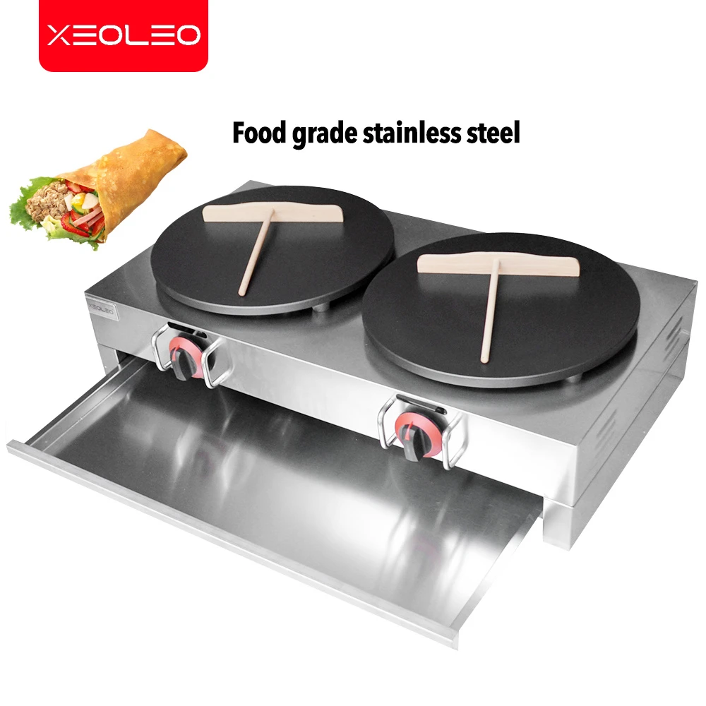 Xeoleo Profesional Crepe Maker Double Plates Gas Crepe Machine Machine