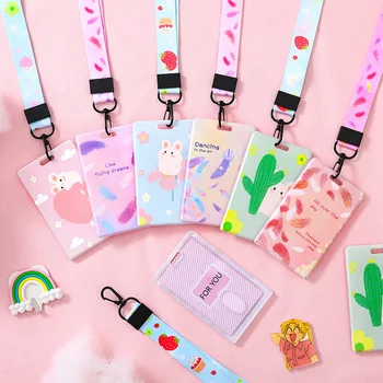 

Hamster Feather Cactus Card Holder Cute Keyring Bank Card ID Bus Card holders With Lanyard Stationery gift Badge Holder