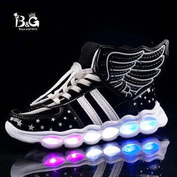 

B&G LED Light Kids Shoes Luminous Water-proof Boys Skateboarding Shoes Girls Angle Anti-slip Sneakers