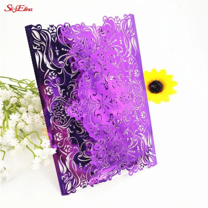 Bright Purple 1000 шт./лот набор свадебных пригласительных открыток Свадебный пустой внутренний лист полые приглашения на день рождения Белый Розовый Синий Зеленый 6Z - Цвет: Bright Purple