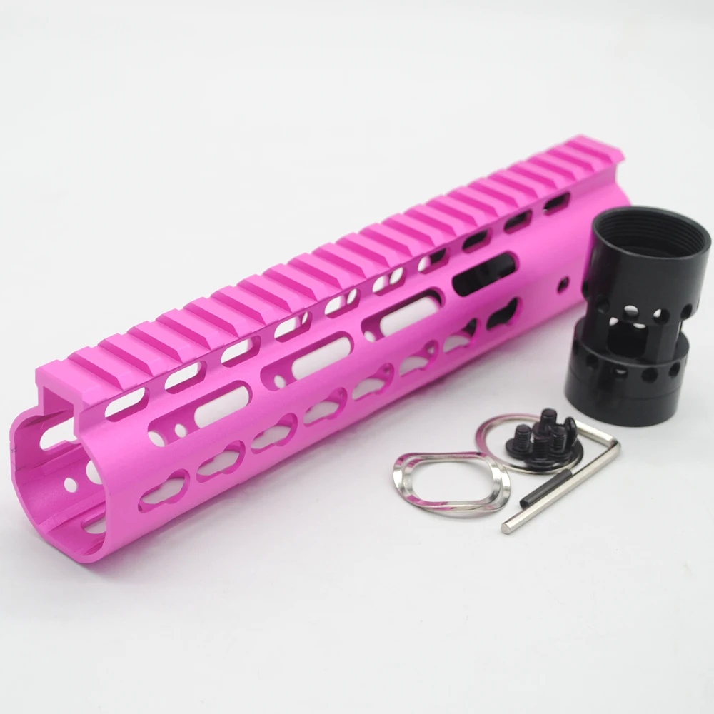 TriRock 9 ''дюймовый Keymod Handguard Rail Free Float Picatinny Монтажная система с алюминиевым/стальным бочком Nut_Pink цвет анодированный
