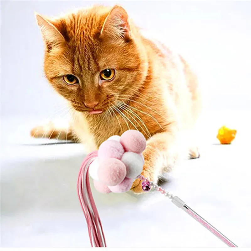 1pcs Cat Fluffy Toys Pet Cat Toy Teaser Cat Kitten Teasing Stick Toy