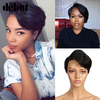 

Debut Human Hair Wigs Ombre Brazilian Lace Front Short Bob Wigs Short Pixie Cut Human Hair Wigs For Women Cheap Remy Black Wigs