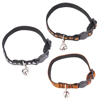 

3pcs Cat Collar With Bell Neck Strap Halloween Adjustable Cat Collar