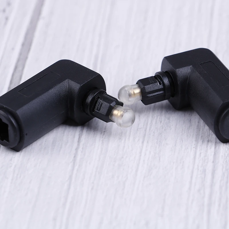 2pcs 90 Degree Digital Optical Audio Cable Adapter Male to Female Right Angle 360 Rotates For Toslink Optical Cable TV Adapter