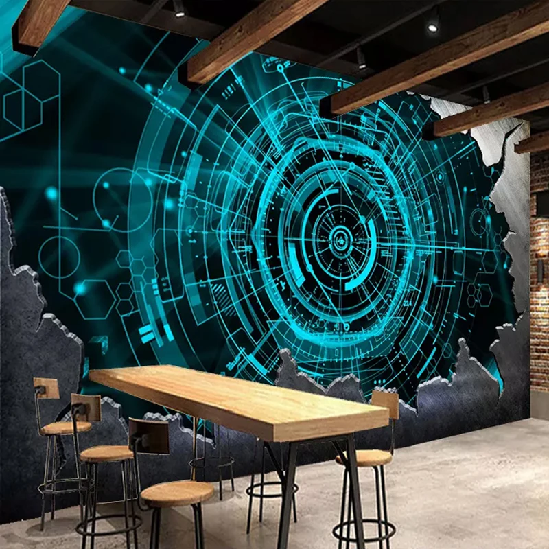 Custom Photo Wallpaper Modern 3D Steel Technology Bar Restaurant Background Wall Murals Abstract Art Paper Papel De Parede | Обустройство