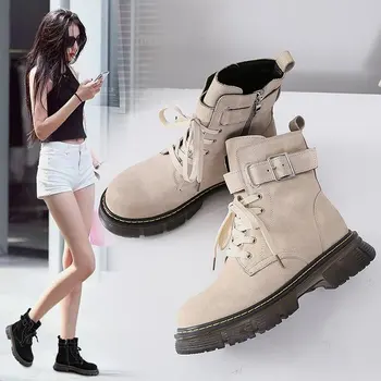 

Martin boots Women's Spring and Autumn single boots 2020 new short thick-soled thin shoes Net red breathable versatile black