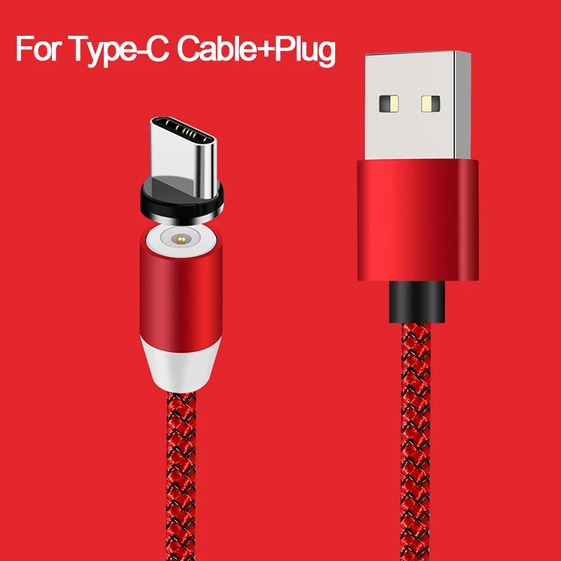 Магнитный кабель Micro USB type C 2.4A для быстрой зарядки светодиодный кабель для iPhone X huawei Xiaomi MI9 магнит USBC кабель для зарядного устройства type-C - Цвет: Red For Type C