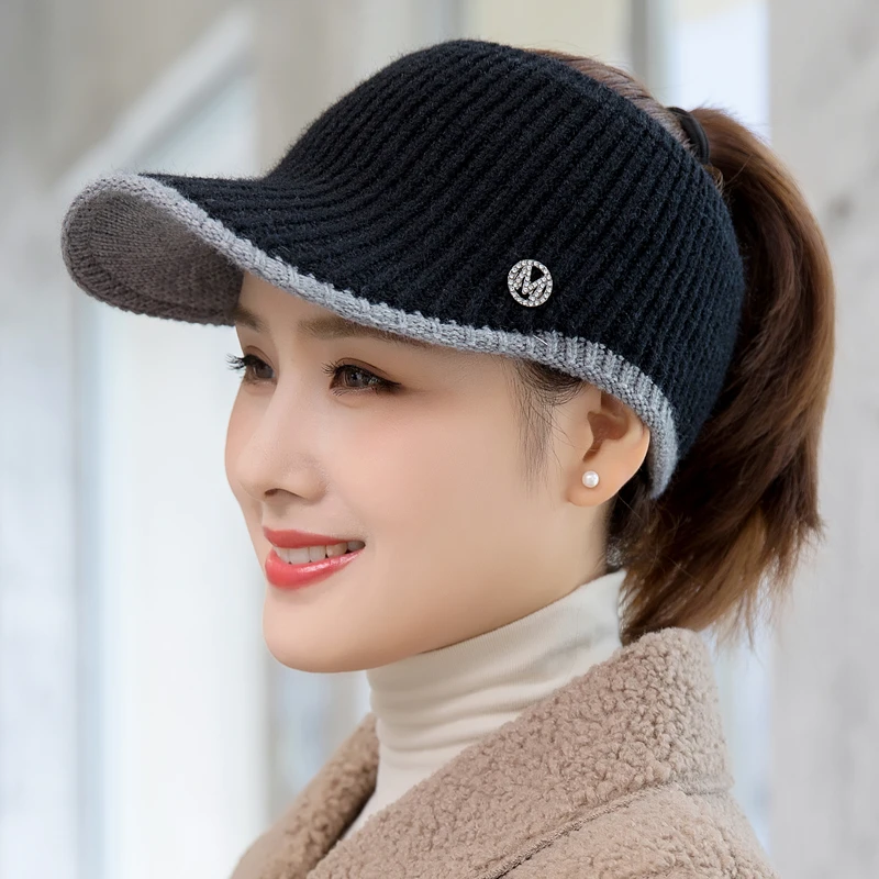 CNTANG 2021 Hats For Women Autumn Winter Sports Empty Top Caps Female Knitted Warm Baseball Cap Fashion Running Golf Sun Hat blank baseball caps