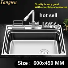 Лидер продаж роскошной кухней Одиночная раковина в форме корыта слайд стандартное Высокое качество 304 пищевой нержавеющей стали 60x45 см