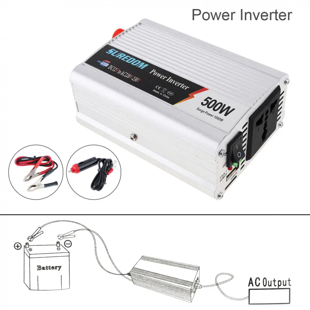 500W DC 12V 24V к AC 220V 110V автомобильный инвертор питания USB адаптер портативный