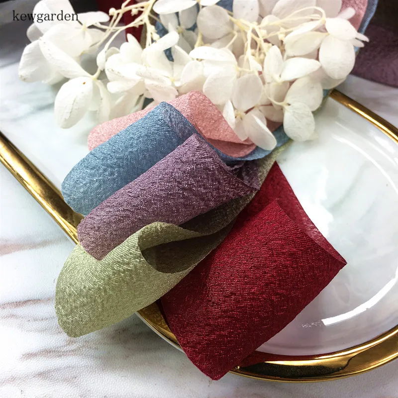 

Kewgarden DIY Flower Hair Bowknot Accessories 1.5" 40mm Frosted Fabric Gauze Organza Ribbons Lace Handmade Tape Webbing 5 Meters