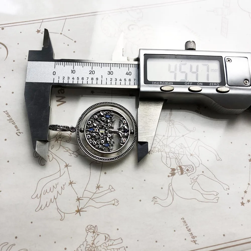 Anhänger, rotierender Baum des Lebens, Symbolmarke, edler Schmuck, Europa, 925er Sterlingsilber, persönliches Glücksgeschenk für Frauen – Detail 6