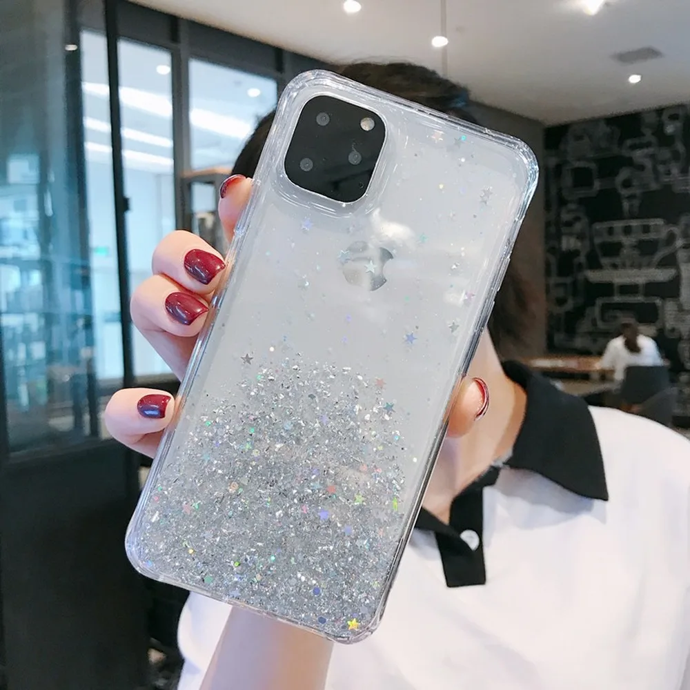 

Glitter Translucent Phone Case for Iphone 11 Pro Case Soft Silicone Bling Protective Coque for IPhone11 Pro Max Epoxy Back Cover