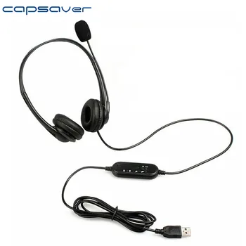 

capsaver Wired Headphone USB Plug Earphone with Mic Soft Padded Earpad Headset Anti-noise for PC Telephone Laptop Windows