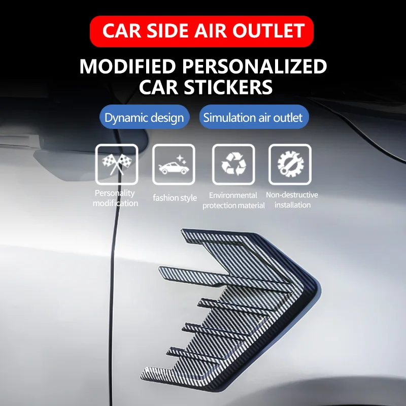 

Car Side Air Outlet Modified Personality Car Stickers General Decorative Air Outlet Fender Shark Gill Body Trim