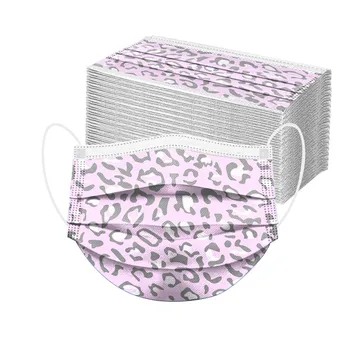 

100PC Face Mask Adult's Disposable Face Cover Christmas Leopard Print Mouth Face Cover Dustproof Mascarilla Printing Masks