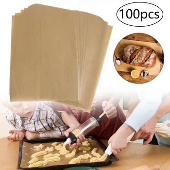 

100Pcs Baking Silicone Oil Non-stick Steamer Pot Pad Parchment Paper Rectangle For Decoration Packaging Paper Sheet