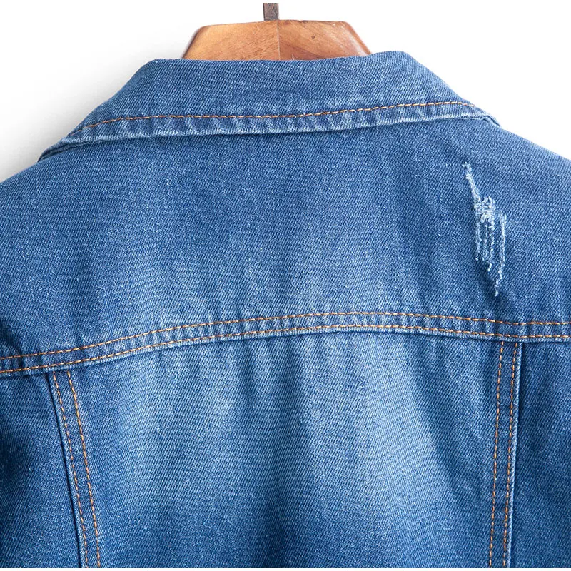H92ccf2ecea4c4fed999895021d66ca16R Plus Size Ripped Hole Cropped Jean Jacket 4Xl 5Xl Light Blue Bomber Short Denim Jackets Jaqueta Long Sleeve Casual Jeans Coat