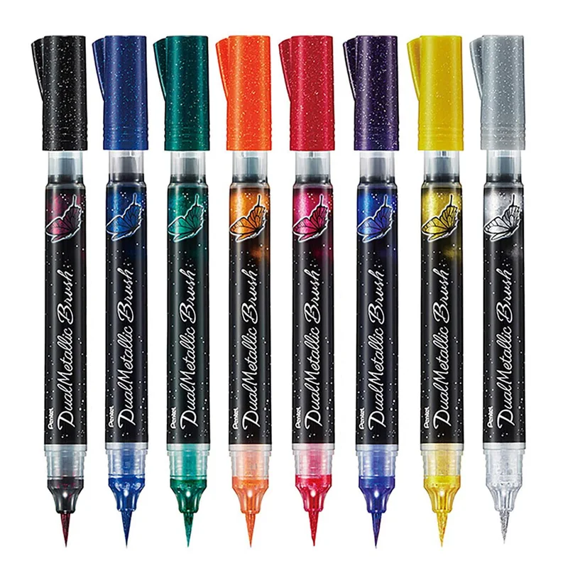 Pentel Dual Metallic Brush Pen Two Tone Glitter Combination XGFH -   Norway