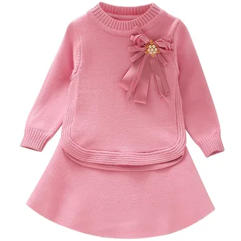 

Girls' suit 2020 autumn knit sweater + skirt 2-piece set 3-6 year old baby girl autumn and winter sweater skirt suit