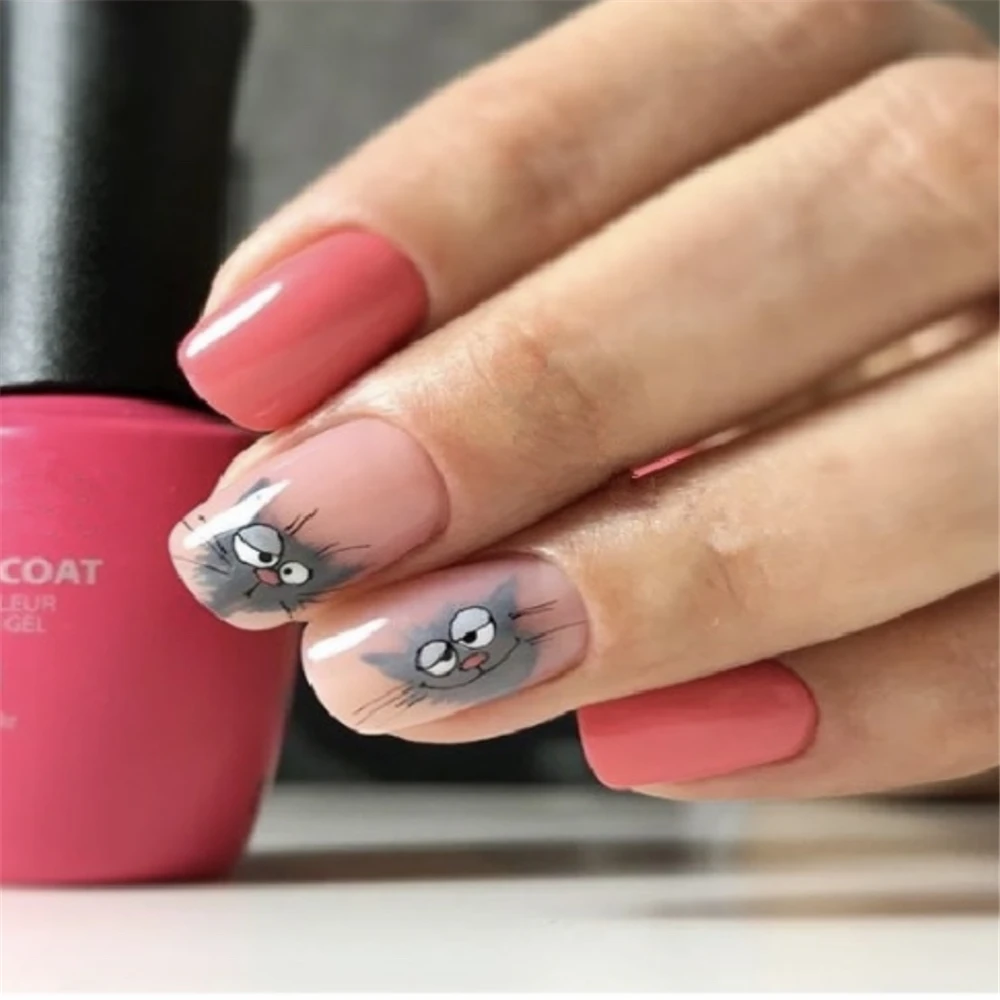 

HANYI-417 Fishbone cat face 3D Back glue Nail decal Nail sticker Nail decoration Nail art Nail tool Nail ornament