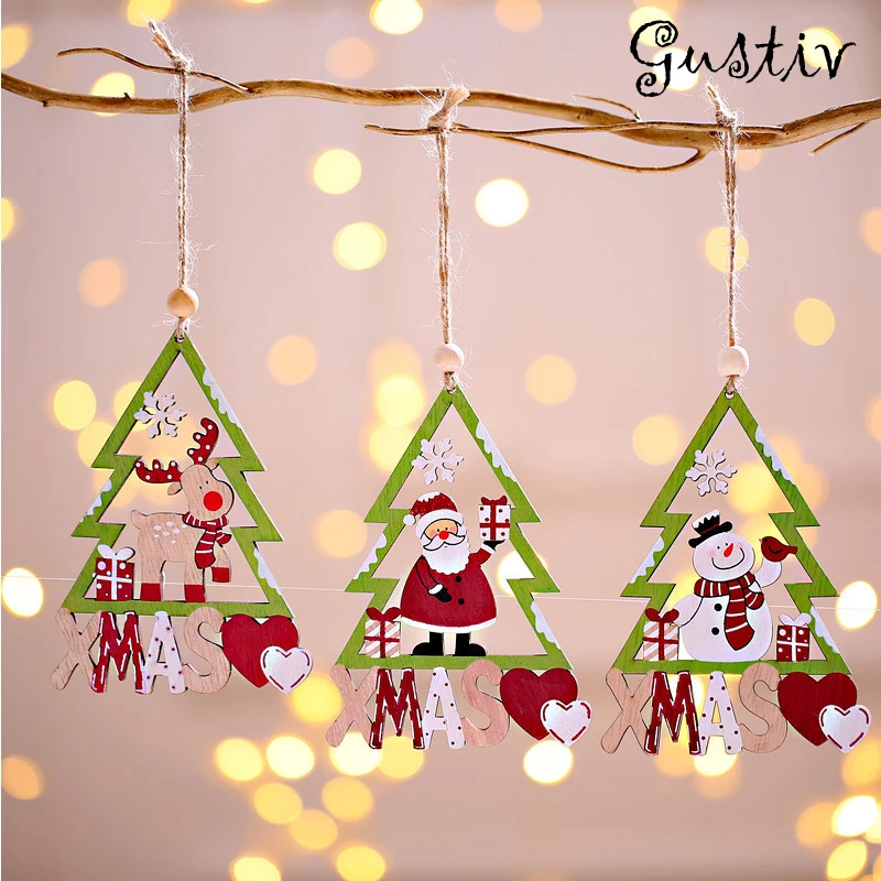 Adornos colgantes de madera para el hogar, adornos de de Navidad, manualidades madera, regalo niños, decoraciones para fiesta de navidad|Colgantes y adornos en forma de gota| - AliExpress