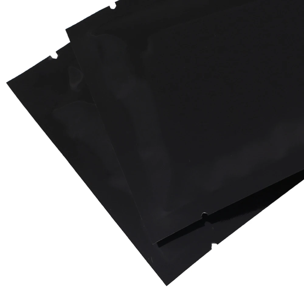 Glossy Black Reusable Metallic Mylar Organizer Pouches - Smell Proof Vacuum Seal Bags