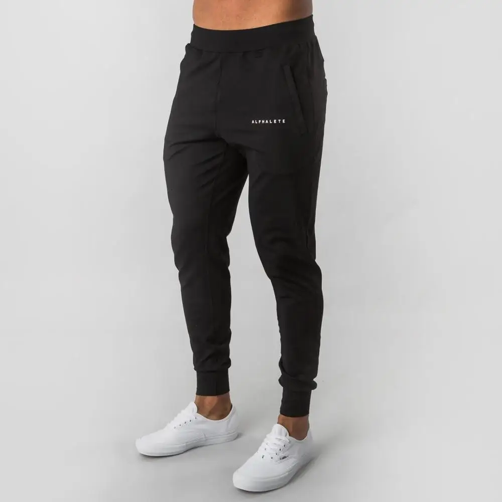 Новинка, стильные мужские спортивные штаны ALPHALETE Jogger, мужские спортивные штаны для тренировок, фитнеса, хлопковые брюки, мужские повседневные Модные обтягивающие спортивные штаны - Цвет: black