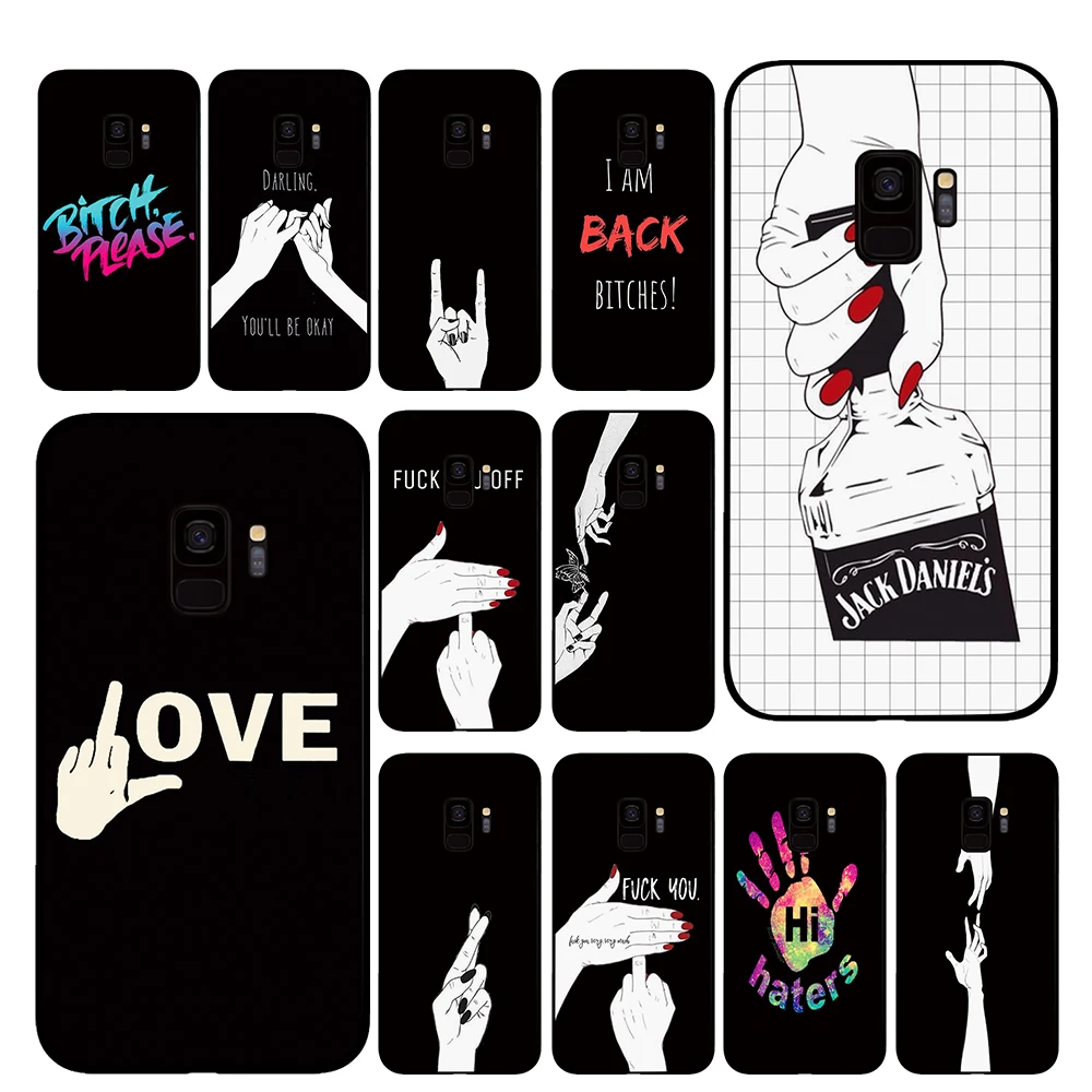 

Gesture black and white For Samsung Galaxy S10 S10E S8 Plus S6 S7 Edge S9 S10e Plus Note 8 9 Phone cases