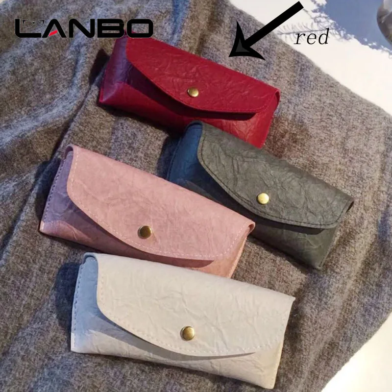 red Lanbo pu кожаная стеклянная коробка ретро солнцезащитное стекло ES рамка коробка стекло герметичная стерео коробка технология сделанная портативная - Цвет: red