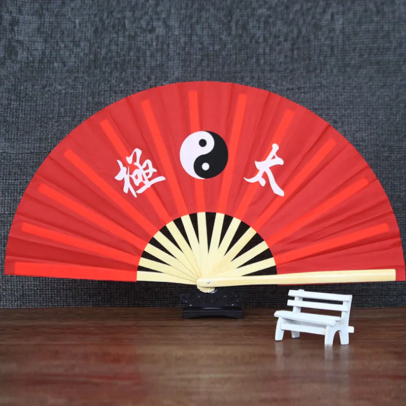 Bamboo Bone Tai Chi Fan Red Kung Fu High-Grade Martial Arts Chinese Style Folding | Спорт и развлечения