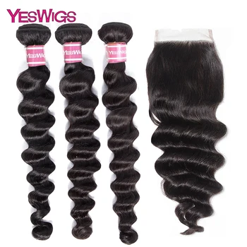 

Yeswigs Loose Deep Wave Bundles Peruvian Hair Bundles Human Hair Extensions 1/3/4 Bundles Deals Remy Hair Weave Bundles Weft