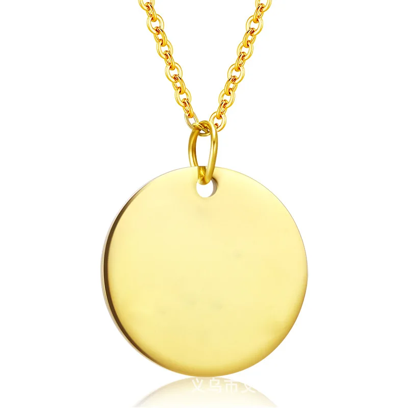 

Environmentally Friendly 22 Mm round Plate Women's Titanium Steel Necklace Europe And America Personalized Customizable Short Ch