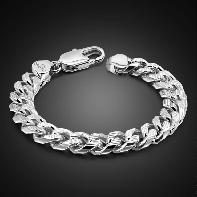 Dankadi Fashion Men's Solid Miami Cuban Link Chain Bracelet