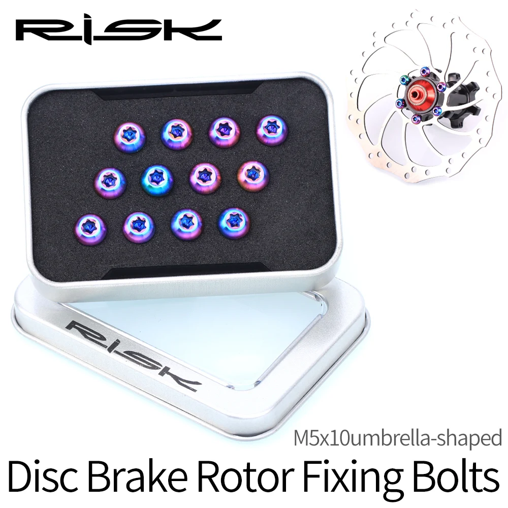 RISK 12 шт./компл. M5x10mm Torx круглая головка T25 титановый сплав TC4 дисковый тормоз ротор крепежные болты для горной дороги велосипед