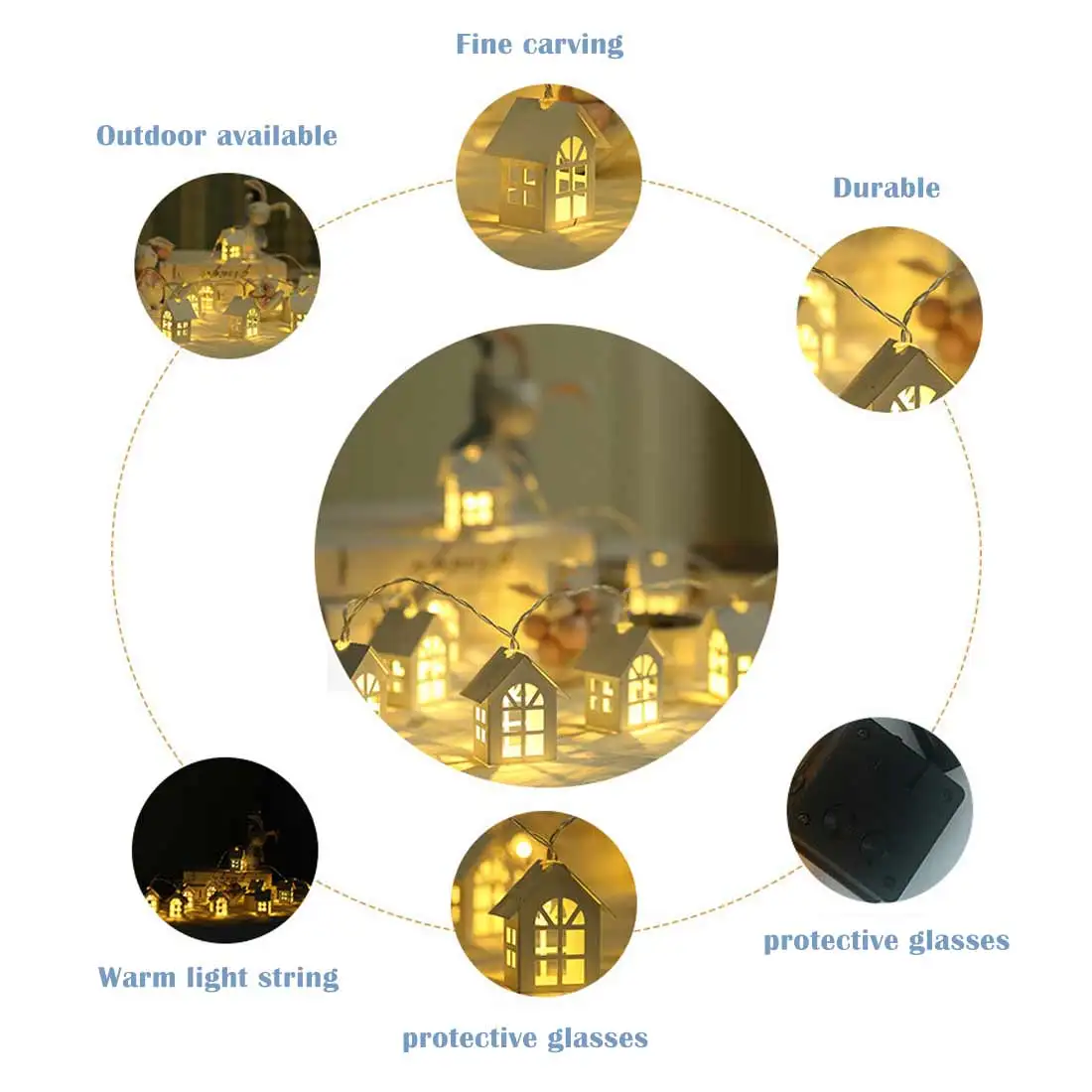 1.5m / 3m 10/20 LEDs European style house battery power fairy tale string lights garden Christmas decoration string lights