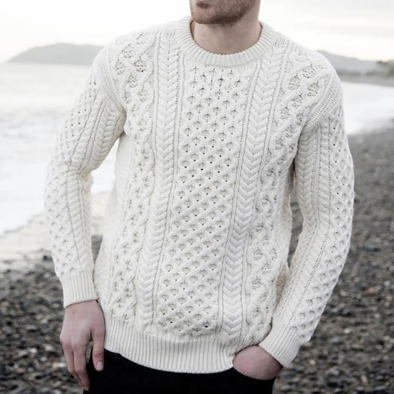 Suéteres de lana de Cachemira para hombre, jersey con cremallera, cálido, Color sólido, tejido de manga larga, delgado, para invierno