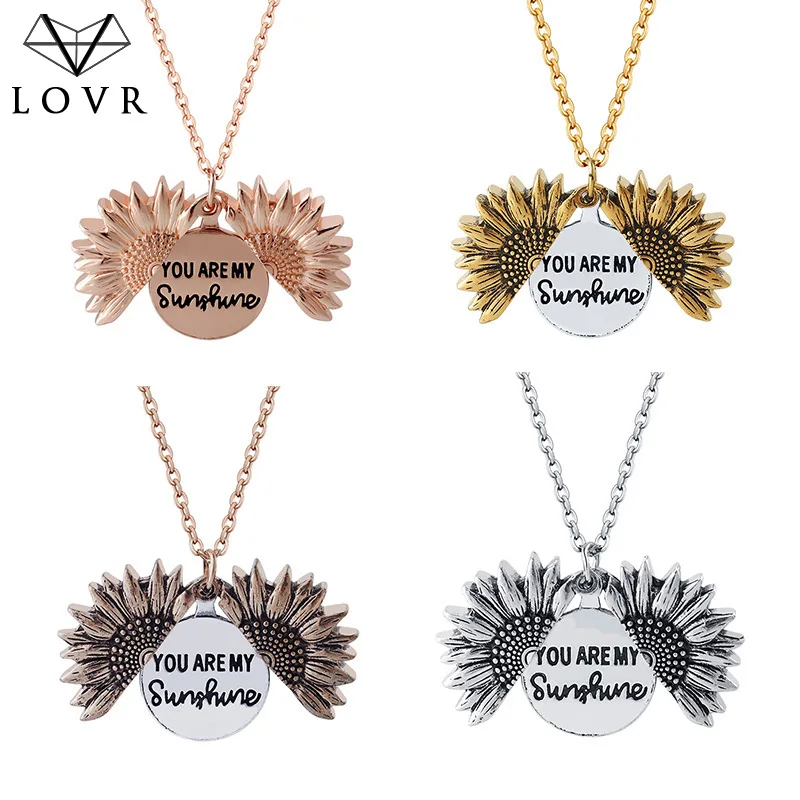 LOVR новое женское золотое ожерелье s для женщин You are my Sunshine Модный Подсолнечник, подвеска, ожерелье ювелирные изделия