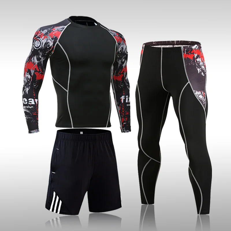 

Gym Men's Running Fitness Sportswear Athletic Physical Training Clothes Sports Suits Workout Jogging Rashguard Men MMA Shirts