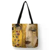 Customized Oil Painting Tears Linen Cloth Tote Bags For Women Gustav Klimt  Ladise Fashion Handbag Large Capacity Shopping Totes ► Photo 3/6