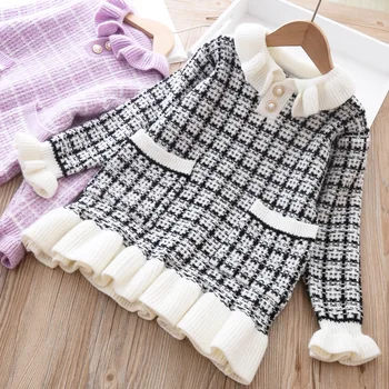 Baby Girls Knitted Dress Sweater shirt Infant Toddler Girl Pullover Child Warm Clothes Undershirts For Winter Autumn Dresses 1
