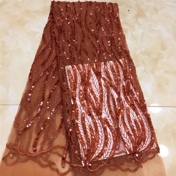 

New Design High Quality 2020 Tulle Sequins African Lace Fabric Guipure Embroidered French Net Nigerian Lace Fabric for Wedding